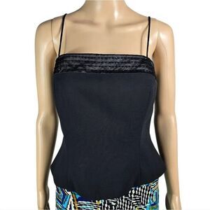 JS Collections Black Embellished Spaghetti Strap Crop Top Size S